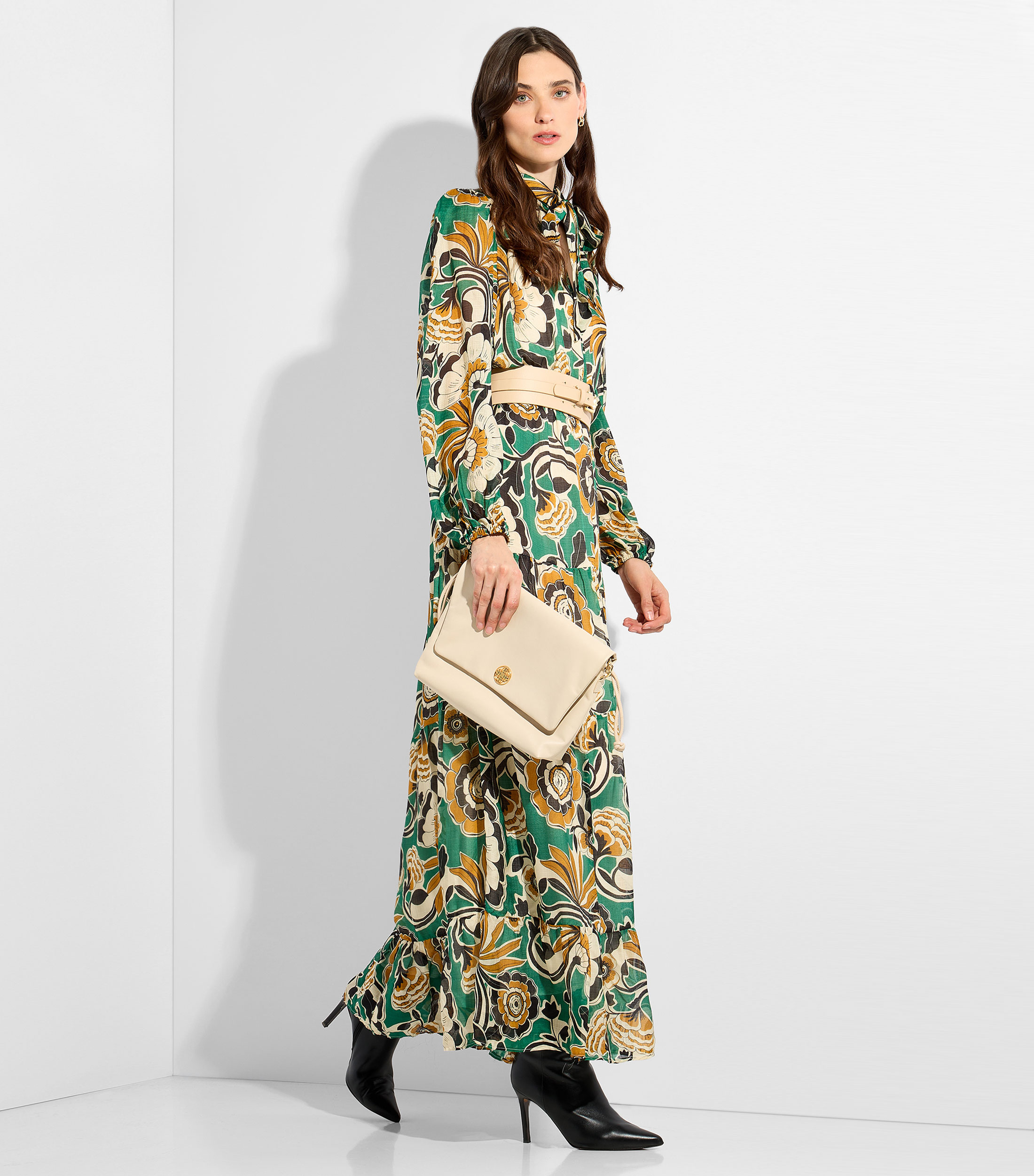 Vestido largo estampado Mujer